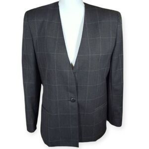COLLINI GRAY WINDOW PRINT BLAZER SZ.12 EUC.